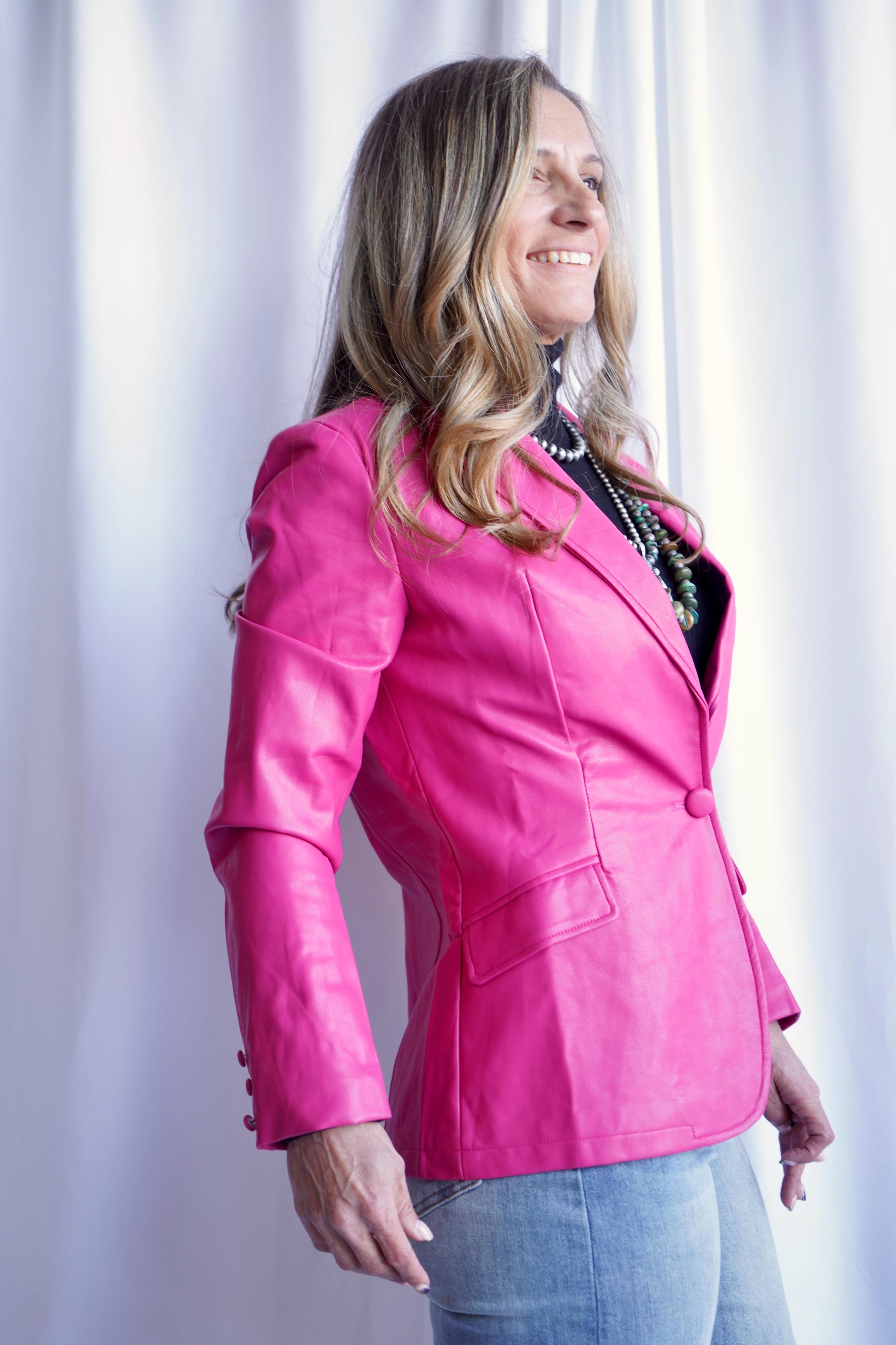 The Lettie Faux Leather Blazer