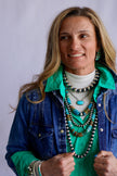 The Jamie Tooled Leather Denim Button Up