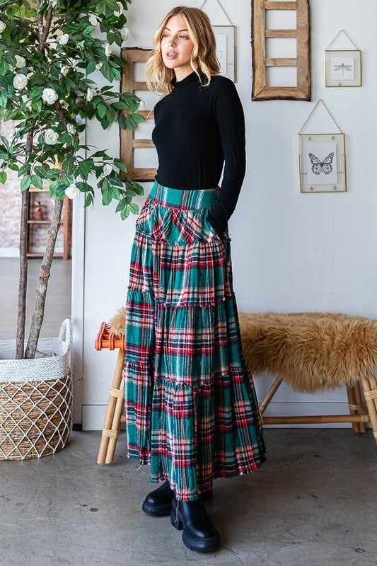 The Finnegan Plaid Maxi Skirt