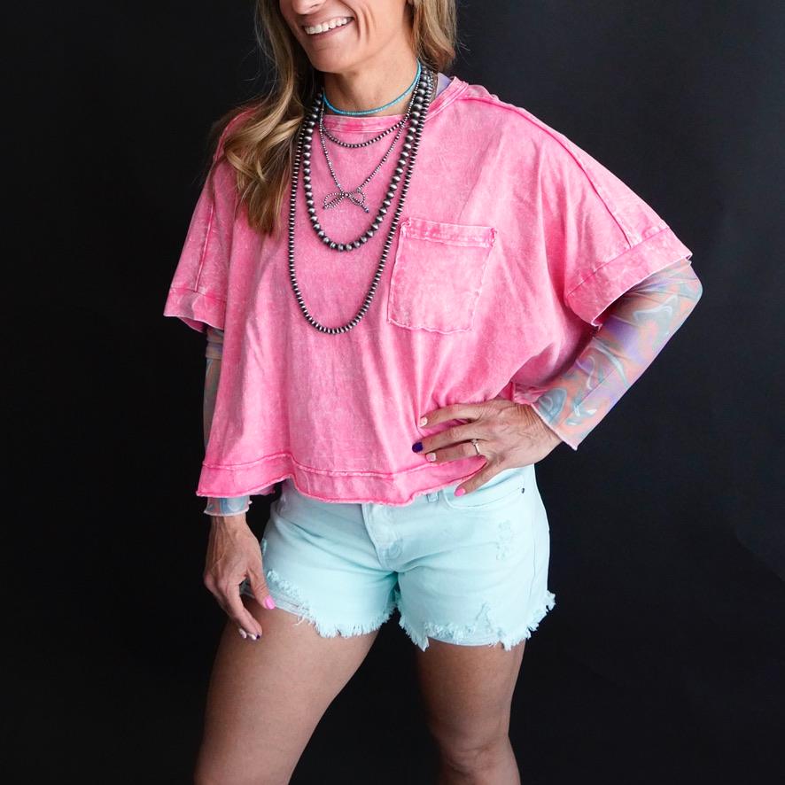 The Janice Marbled Mesh Layering Top