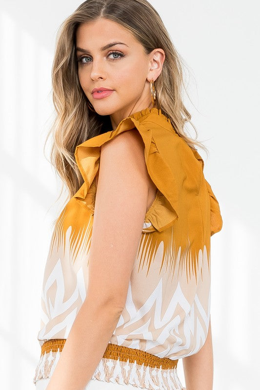 The Dixie Ombre Print Flutter Sleeve