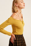 The Zuni Waffle Knit Off Shoulder Henley