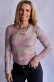 The Janice Marbled Mesh Layering Top