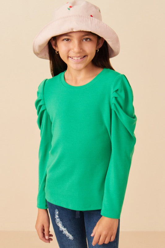 Hal + Co Girls Puff Shoulder Top