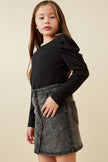 Hal + Co Girls Puff Shoulder Top