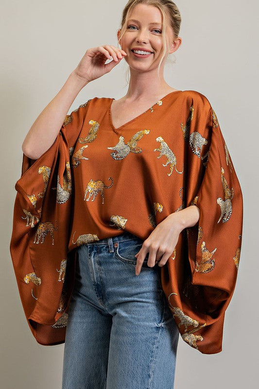 The Collin Leopard Dolman Blouse