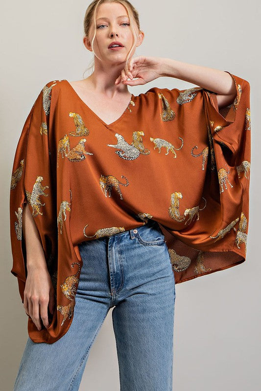 The Collin Leopard Dolman Blouse