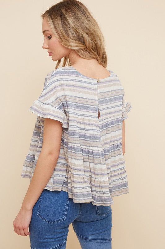 The Cris Linen Tiered Babydoll Top