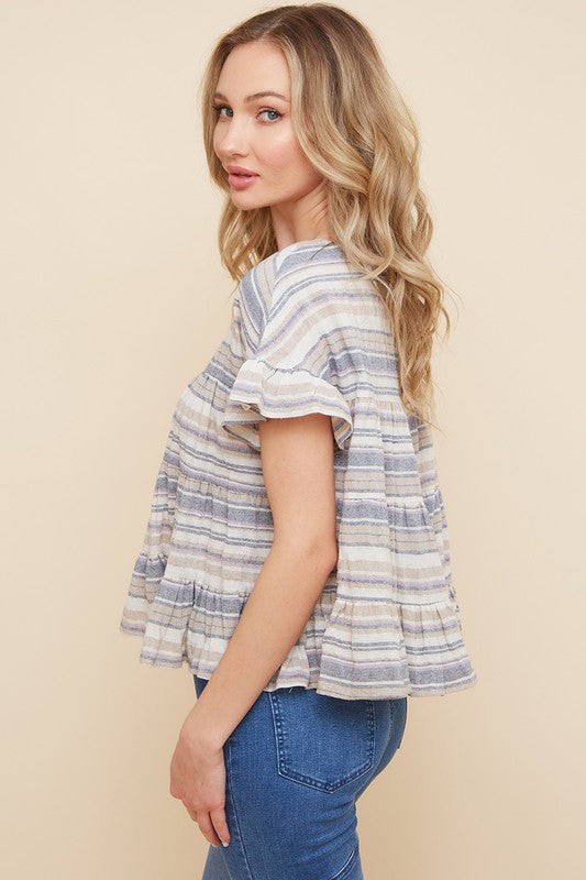 The Cris Linen Tiered Babydoll Top