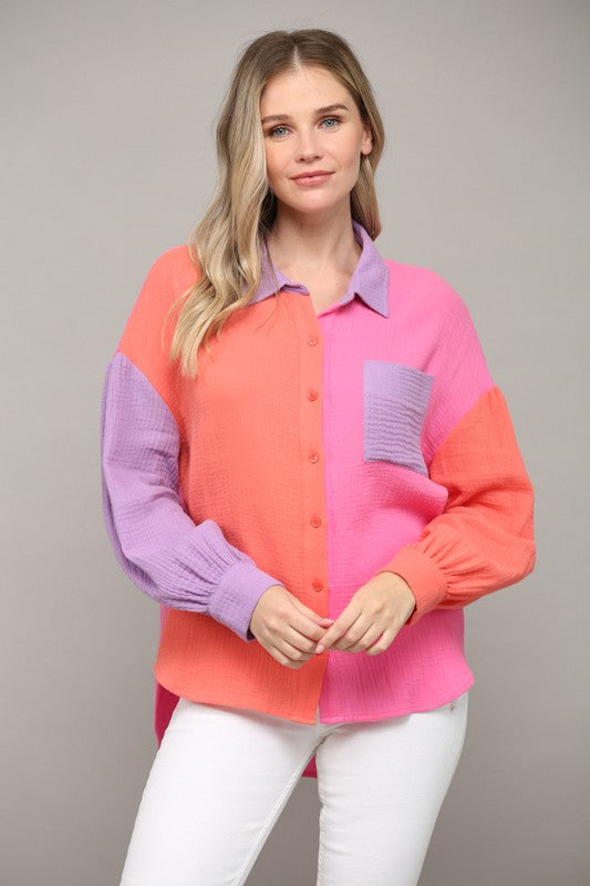 The Astrid Colorblock Buttondown