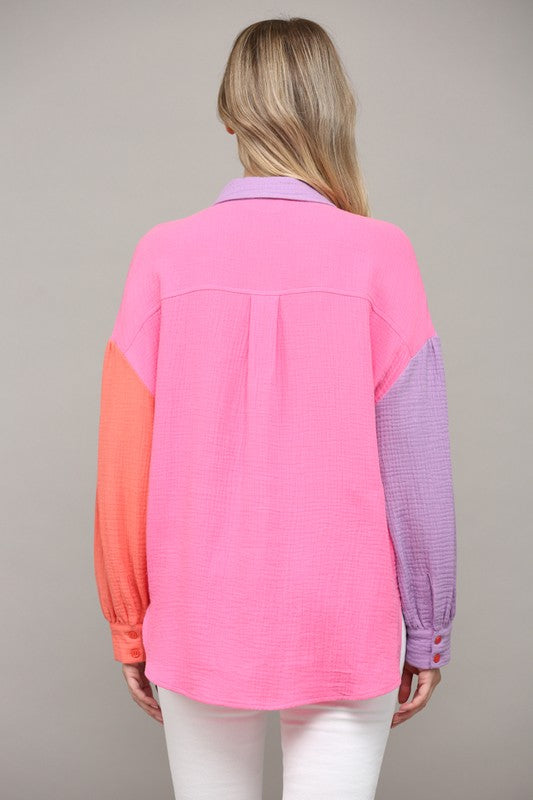 The Astrid Colorblock Buttondown