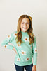 Girls Mint Daisy Sweater