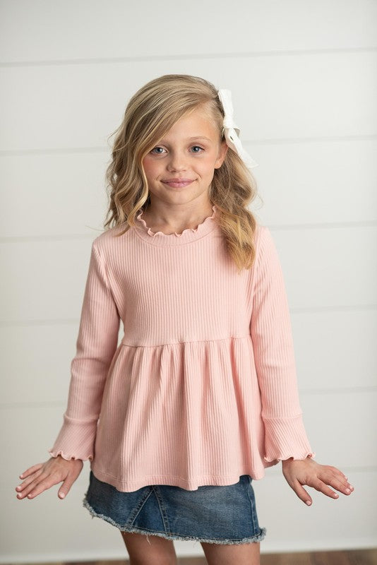 Girls Long Sleeve Ribbed Top