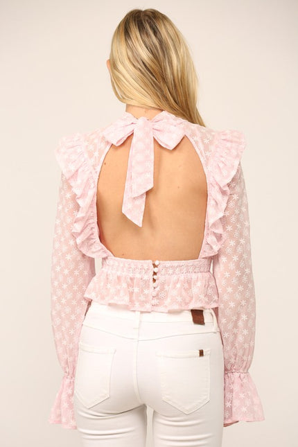 The Bunnie Ruffle Sleeve Backless Top