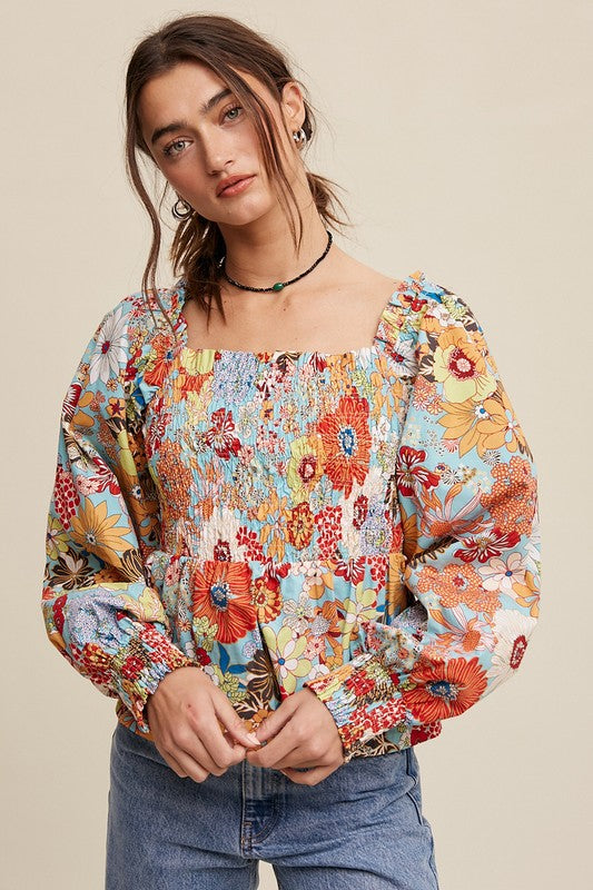 The Peppie Flower Print Puff Sleeve Babydoll