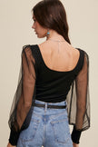 The Laken Mesh Sleeve Blouse