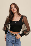 The Laken Mesh Sleeve Blouse