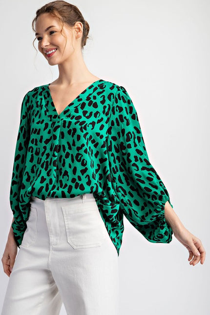 The Kenya V-Neck Animal Print Blouse