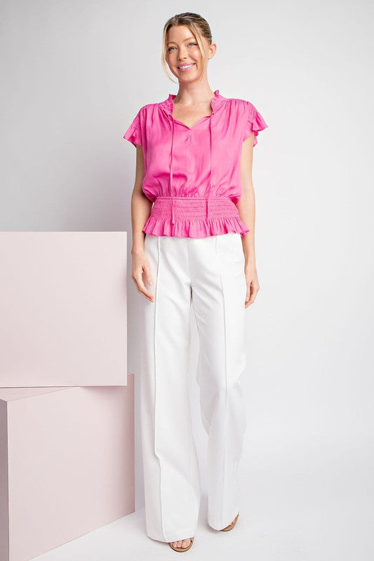 The Sid Smocked Short Sleeve Blouse