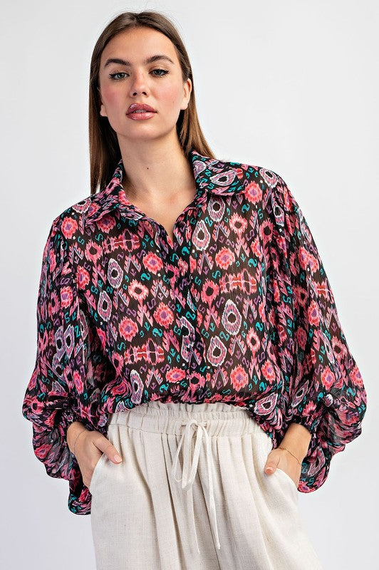 The Alex Printed Button Up