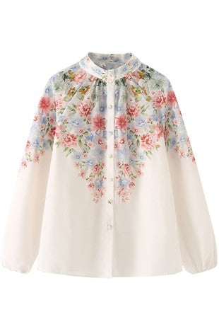 The Ryan Floral Mock Neck Button Up