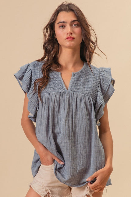 The Chella Crinkle Gauze Ruffle Sleeve