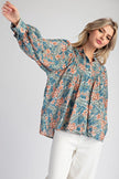 The Taffie Bold Retro Floral Print Button Down