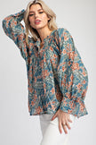 The Taffie Bold Retro Floral Print Button Down