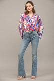 The Prudence Geo Abstract Print Surplice Crop