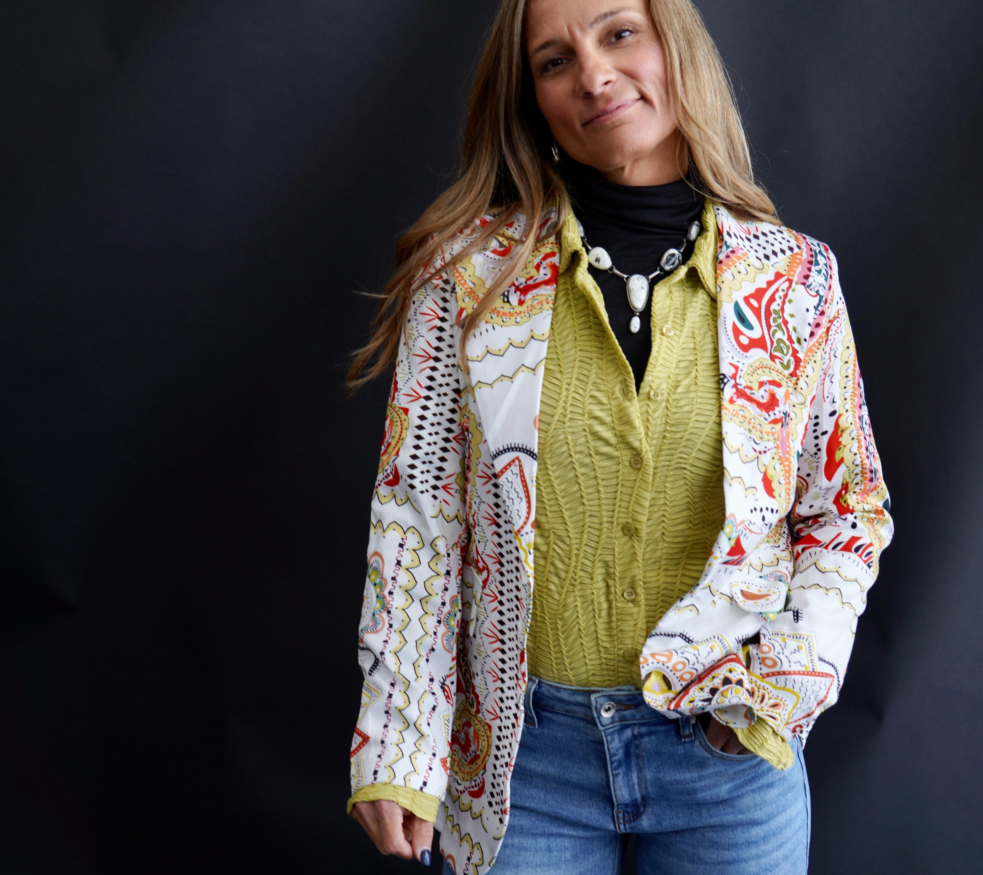 The Belle Haven White Buffalo Lariat Set by Navajo Artist Sara Wells