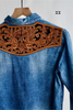 The Jamie Tooled Leather Denim Button Up