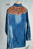 The Jamie Tooled Leather Denim Button Up