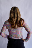 The Janice Marbled Mesh Layering Top