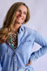 The Jamie Tooled Leather Denim Button Up