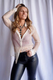 The Miah Blurred Sheer Button Down by Sage the Label