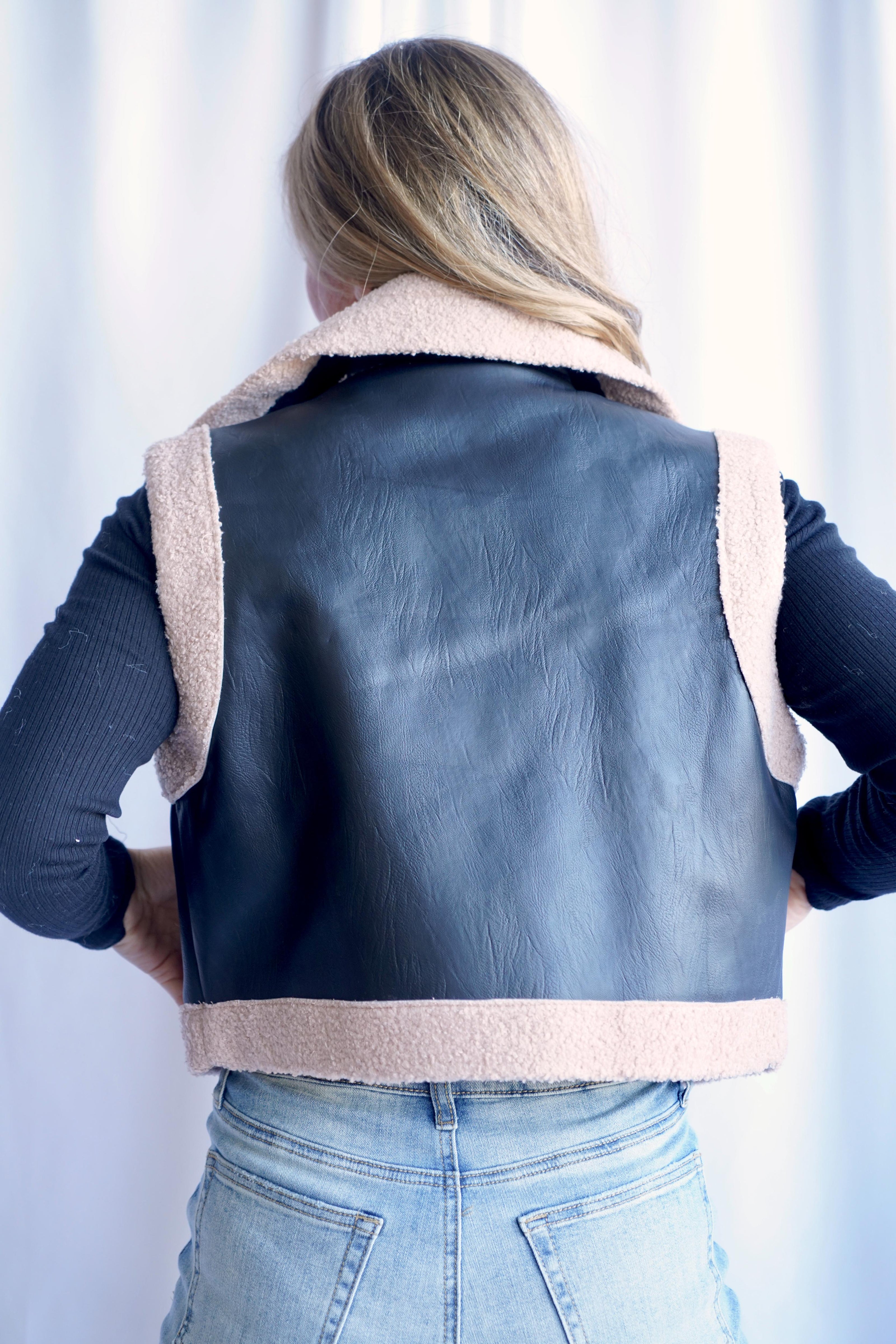 The Express Her Sherpa & Faux Leather Vest