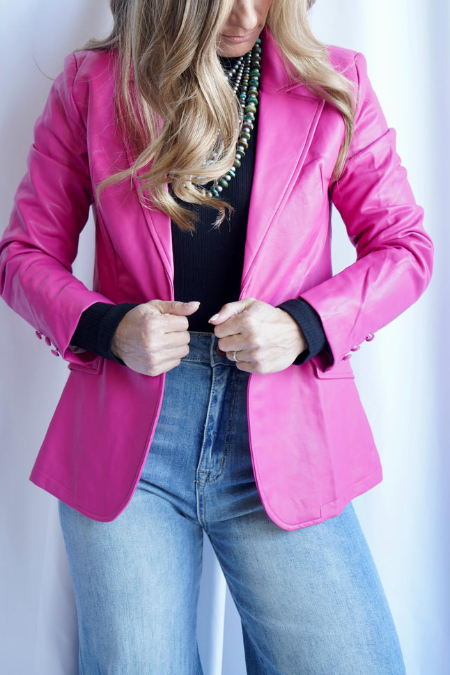 The Lettie Faux Leather Blazer