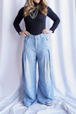 The Batavier Pleated Chambray Wide Leg Leisure Pant