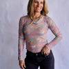 The Janice Marbled Mesh Layering Top