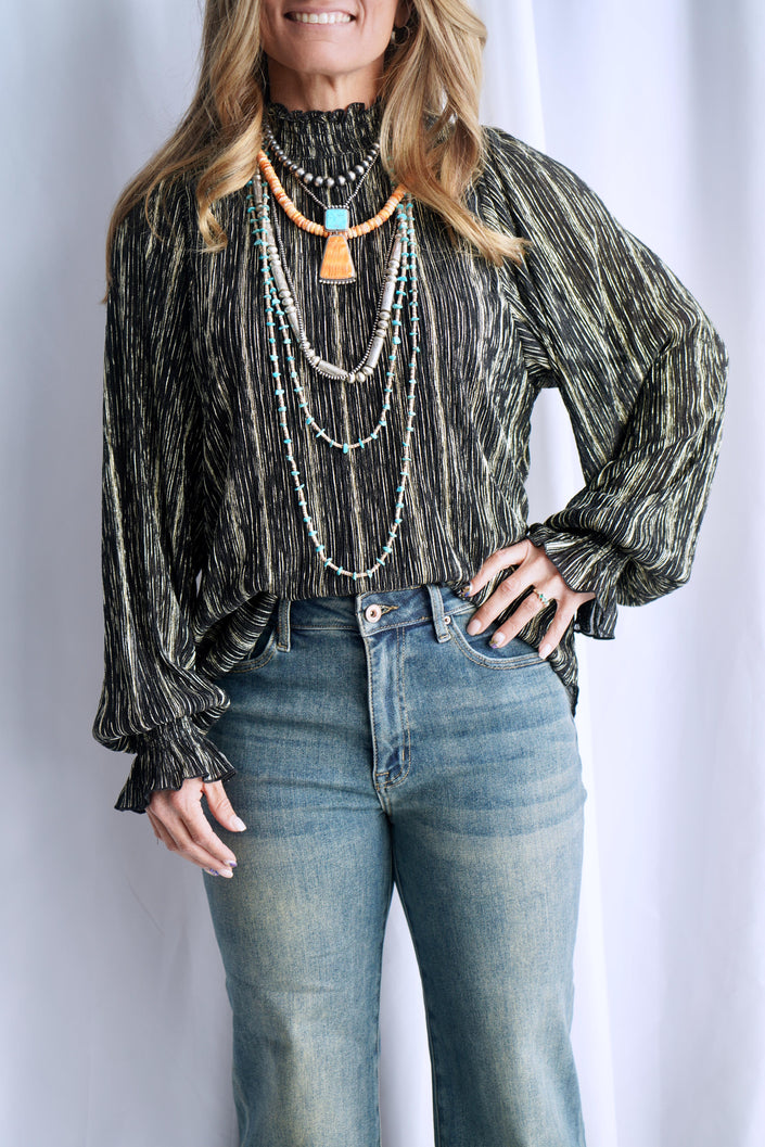 The Canter Crinkle Foil Blouse