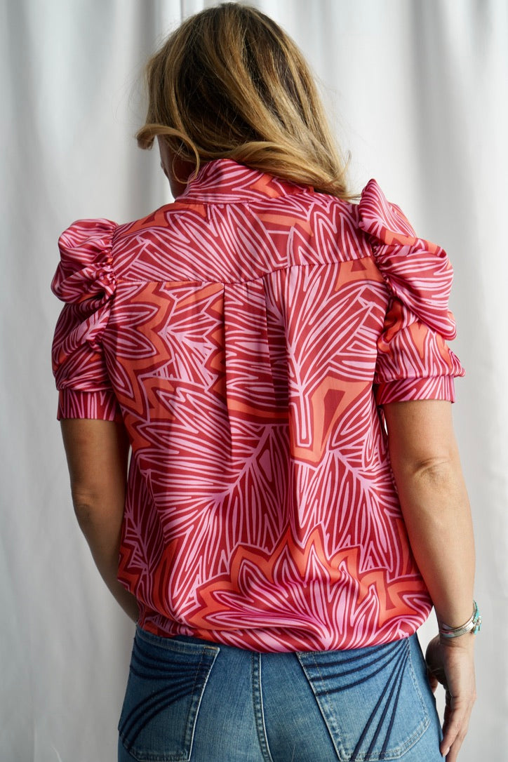 Autumn Feels Puff Sleeve Button Down