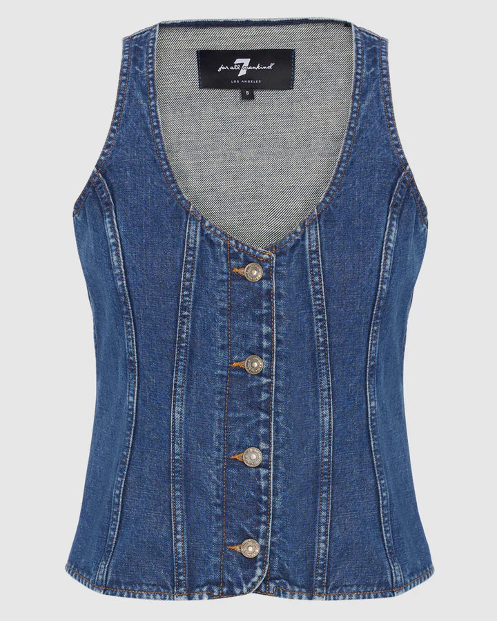 Fitted Denim Vest | in Secretariat | 7 for all Mankind