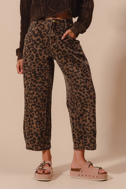 Leopard Print Twill Mid Rise