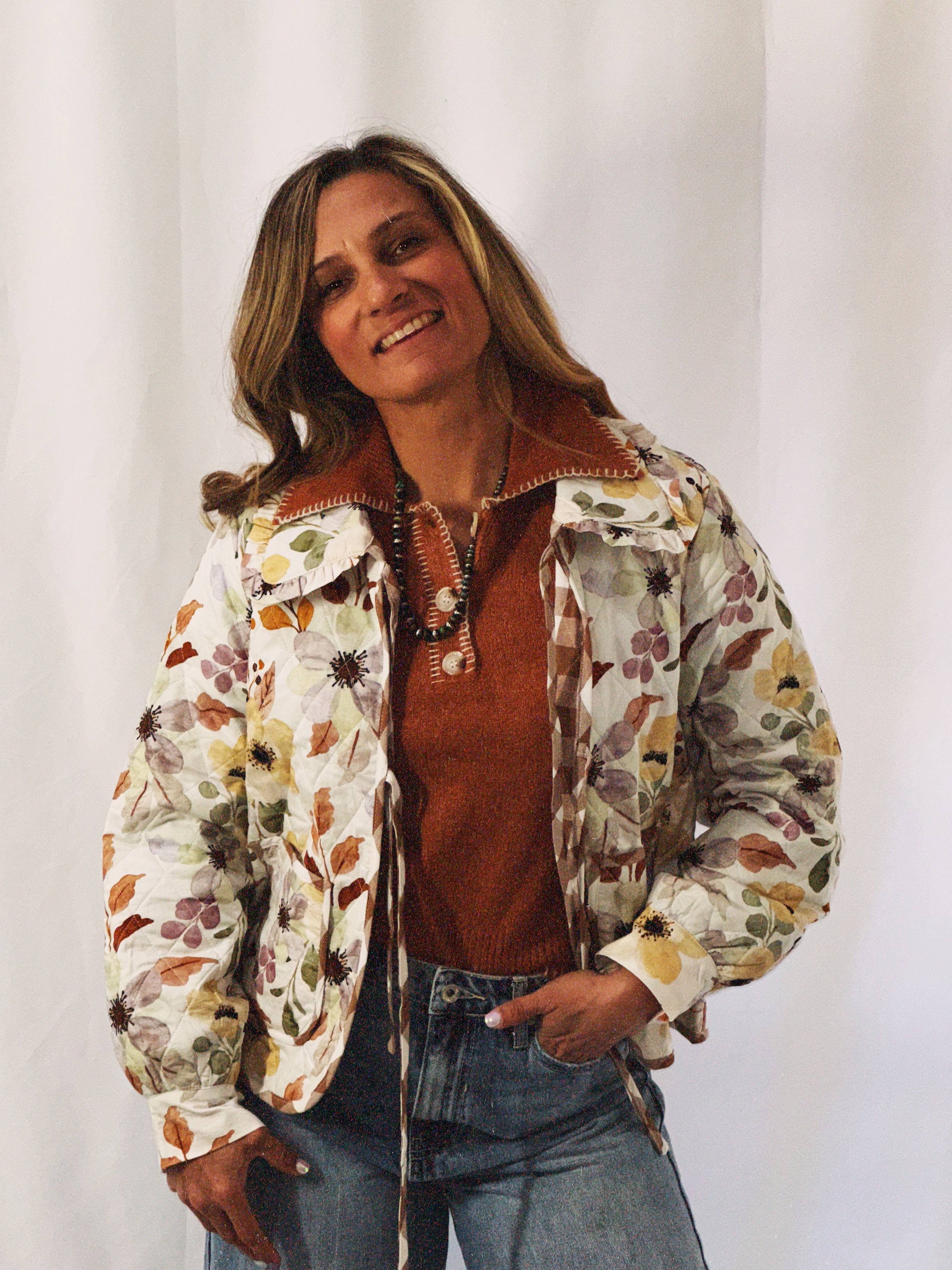 The Torin Floral Print Long Sleeve Quilted Jacket