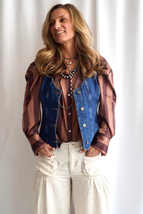 Fitted Denim Vest | in Secretariat | 7 for all Mankind