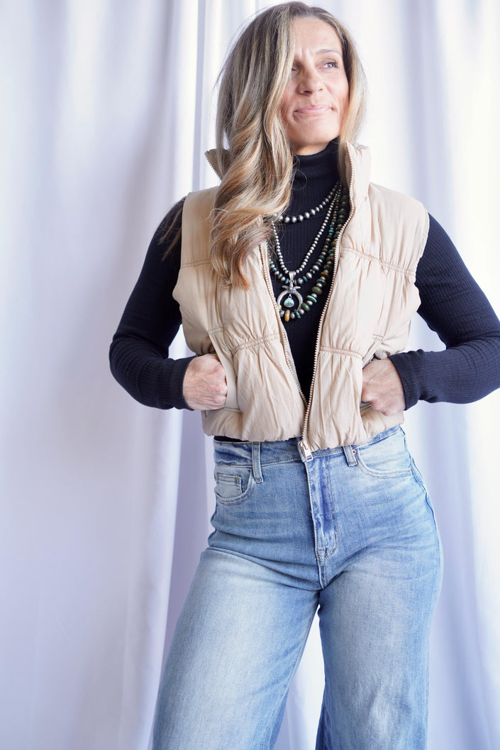 The Liza Slicker Puffer Vest Crop