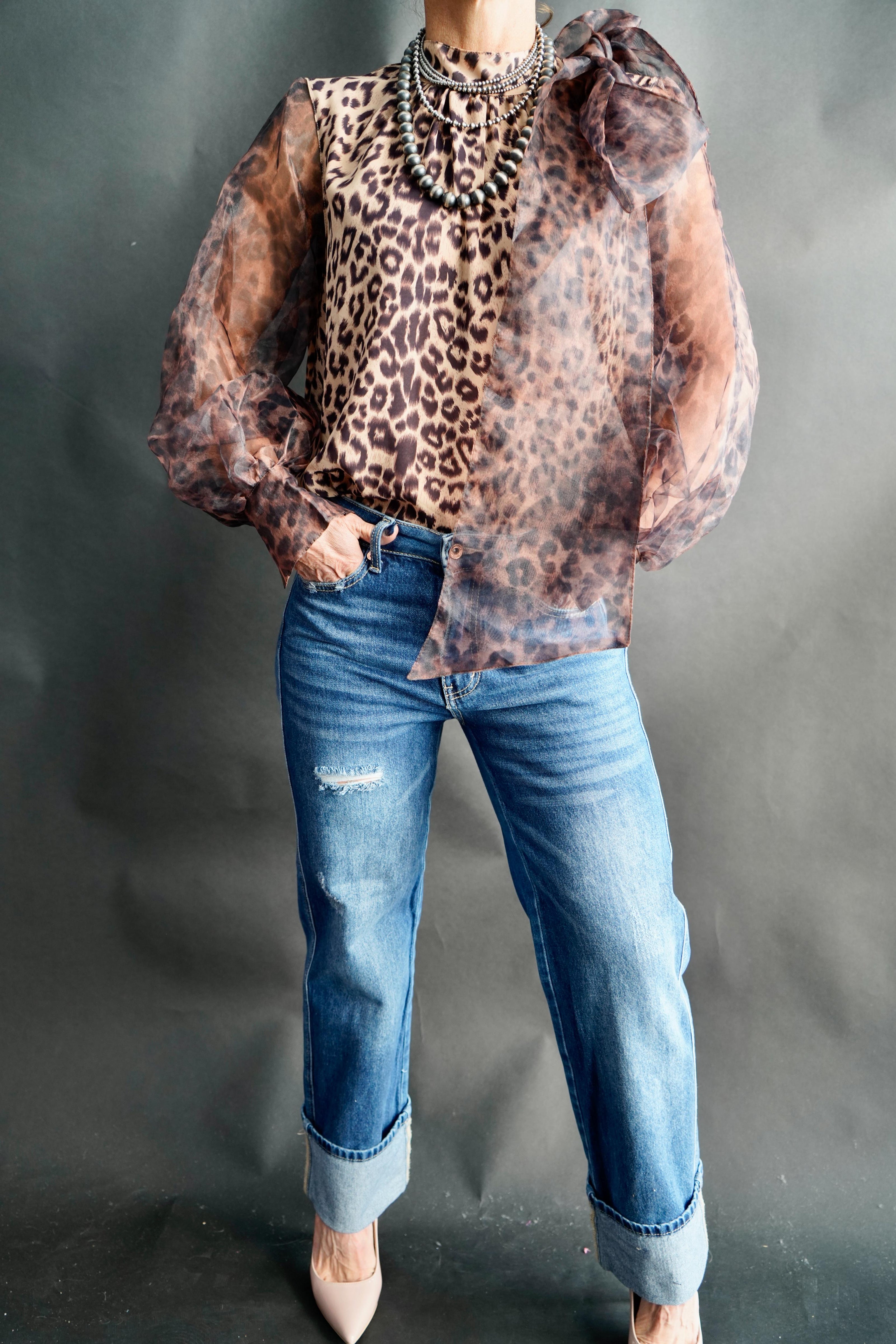 The Baxter Leopard Print Bow Blouse