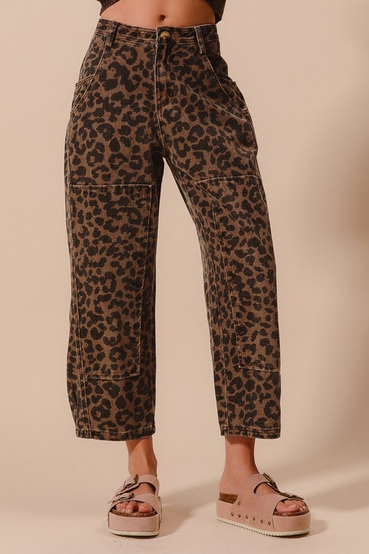 Leopard Print Twill Mid Rise