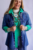 The Jamie Tooled Leather Denim Button Up
