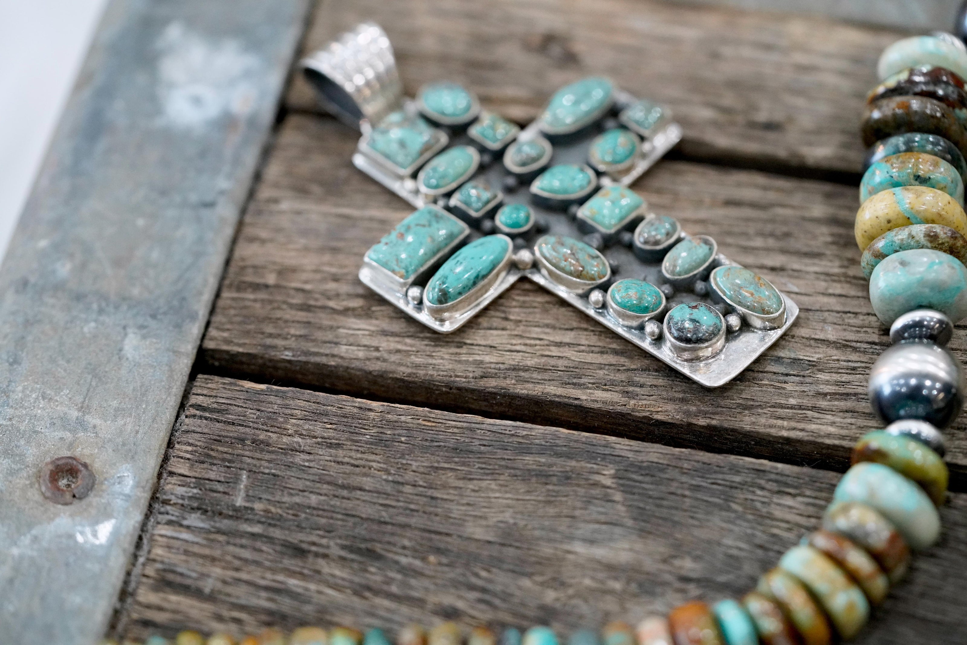 The St. Canute Green Turquoise Cluster Cross
